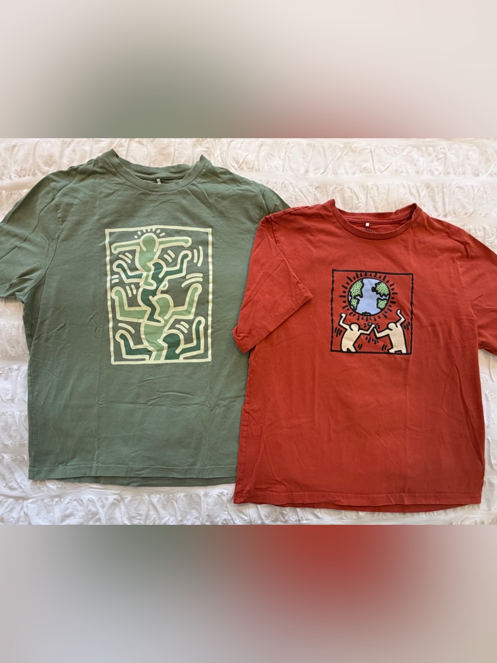 Lot of 2 Men’s Cotton T-Shirts, XL, Keith Haring brand designs, Great Condition